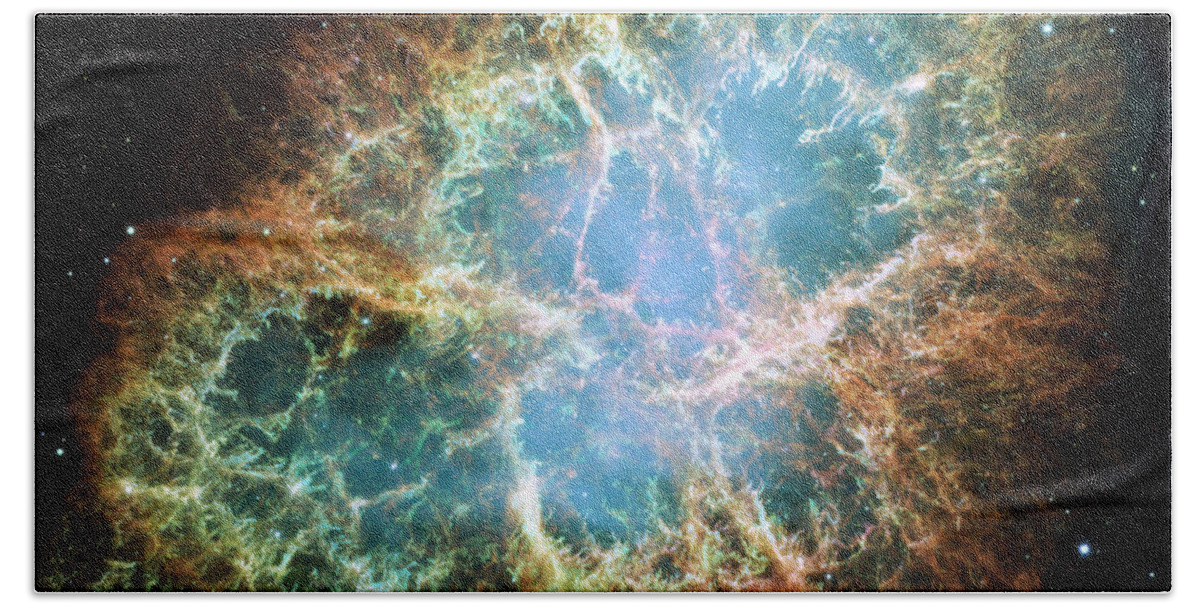 3scape Bath Sheet featuring the photograph Most detailed image of the Crab Nebula by Adam Romanowicz