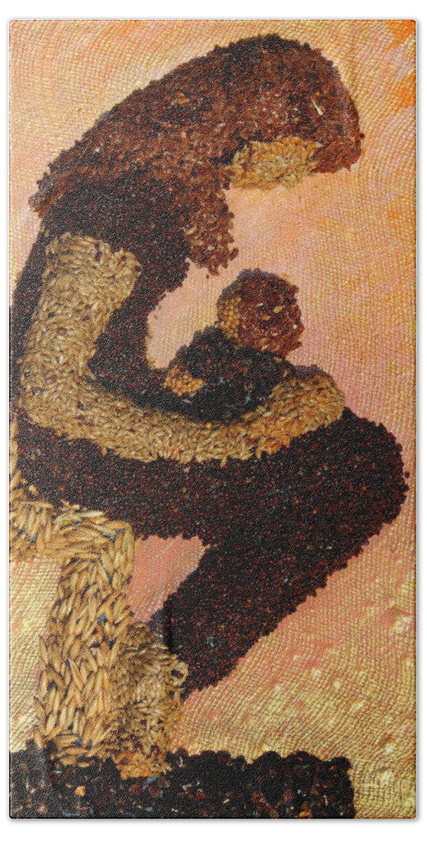 Mother And Child Bath Towel featuring the mixed media Mother Earth V by Naomi Gerrard