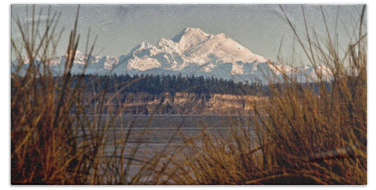 Mount Baker Hand Towel featuring the photograph Mount Baker From Port Townsend by Robert Woodward