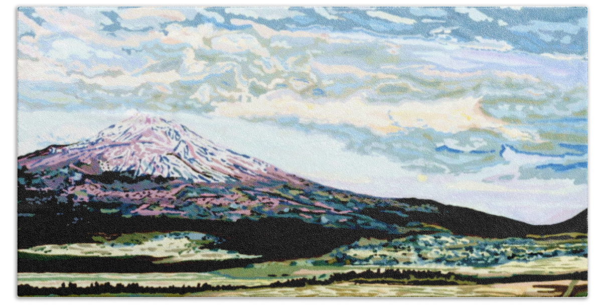 Mount Hand Towel featuring the painting Mount Shasta California by David Skrypnyk