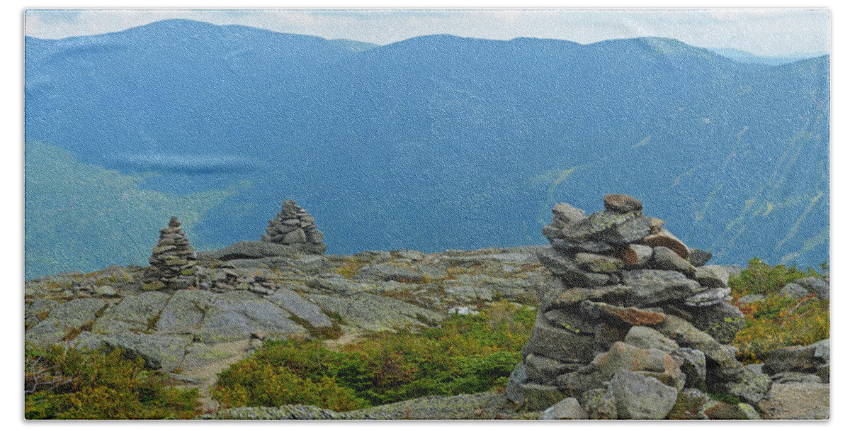 Mount Washington Hand Towel featuring the photograph Mount Washington Rock Cairns by Toby McGuire