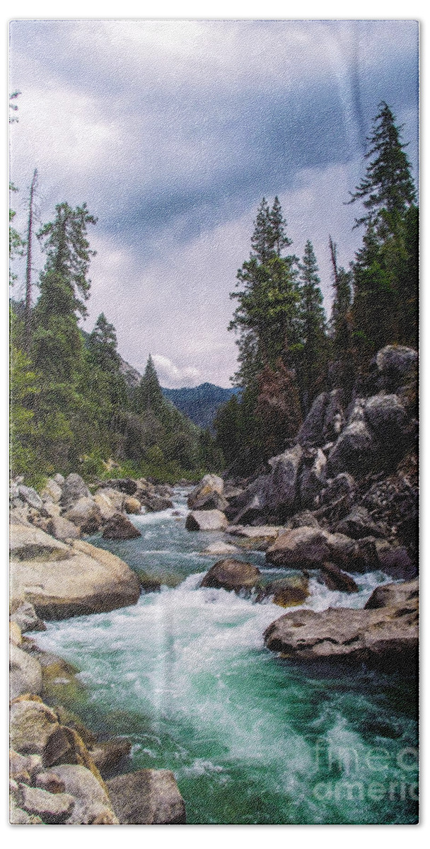 Tranquil Mountain Emerald River Bath Towel featuring the photograph Mountain Emerald River Photography Print by Jerry Cowart