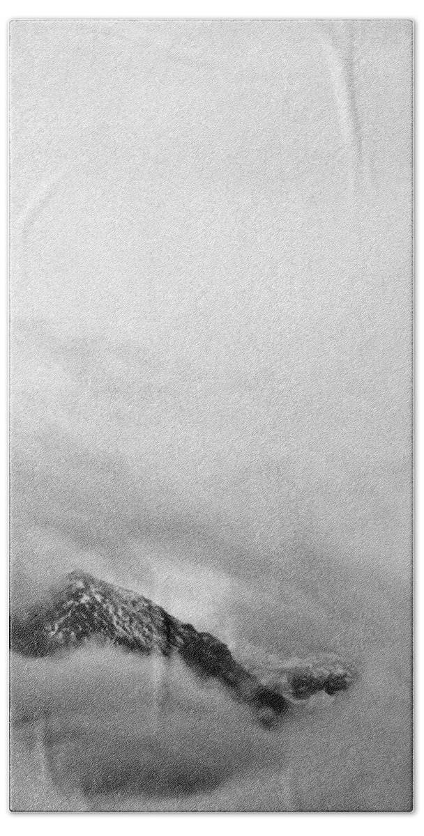 Misty Mountain Hand Towel featuring the photograph Mountain peak in clouds by Peter V Quenter