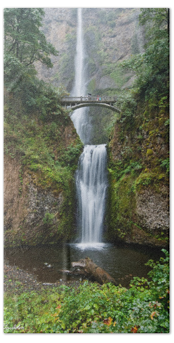 Beauty In Nature Hand Towel featuring the photograph Multnomah Falls by Jeff Goulden