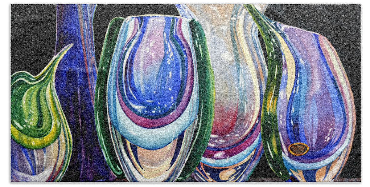 Crystal Bath Towel featuring the painting Murano Crystal by Roger Rockefeller