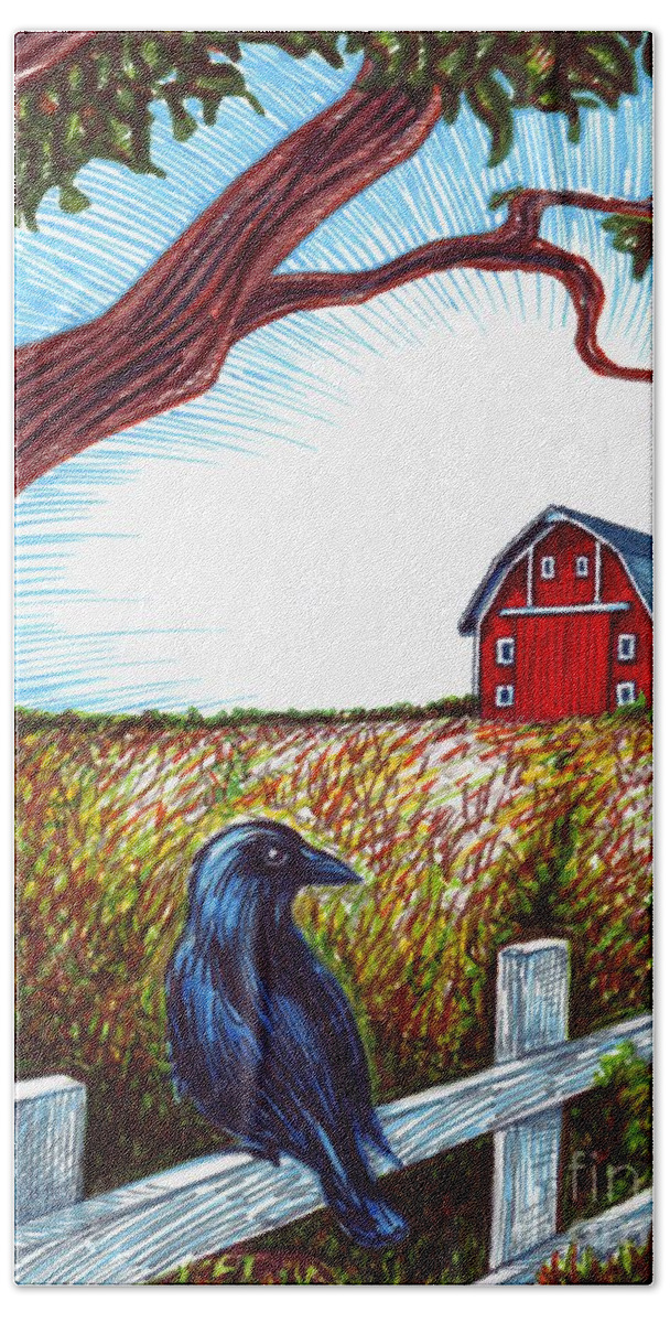 Crow Hand Towel featuring the drawing 'Murder of Crows'- Cover Idea by Samantha Geernaert