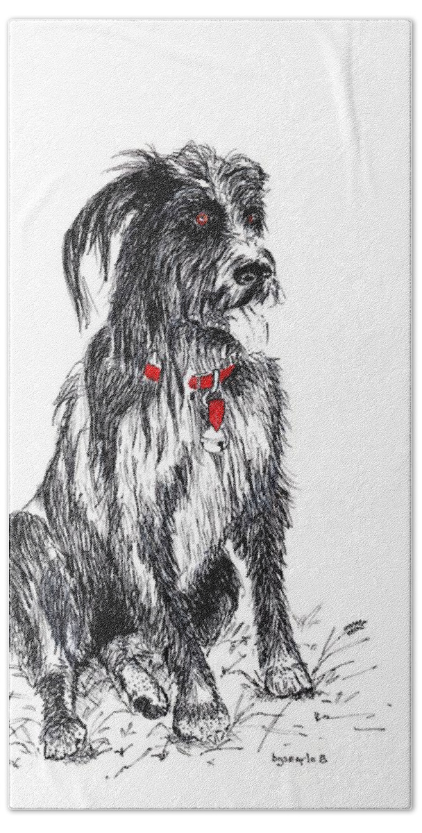 Pen And Ink Bath Towel featuring the painting Murphy by Bill Searle