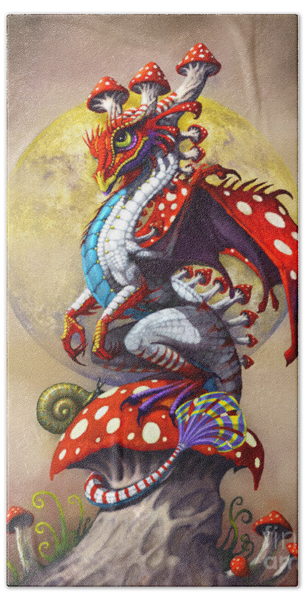 Dragon Hand Towel featuring the digital art Mushroom Dragon by Stanley Morrison