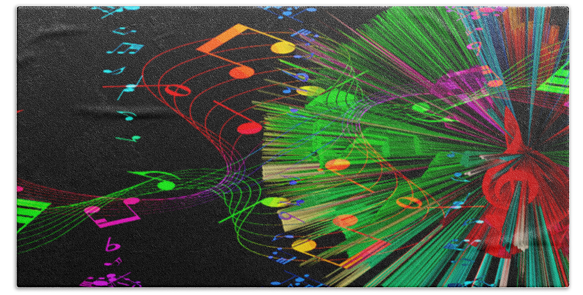 Music Bath Sheet featuring the mixed media Music Colors The World 3 by Angelina Tamez