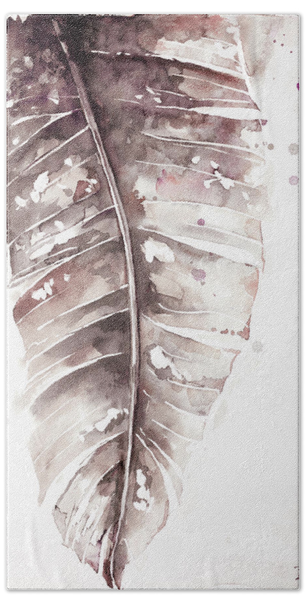 Muted Bath Sheet featuring the painting Muted Watercolor Plantain Leaves I by Patricia Pinto