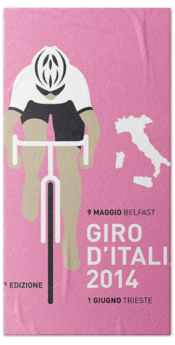 Minimal Bath Sheet featuring the digital art My Giro D Italia Minimal Poster 2014 by Chungkong Art