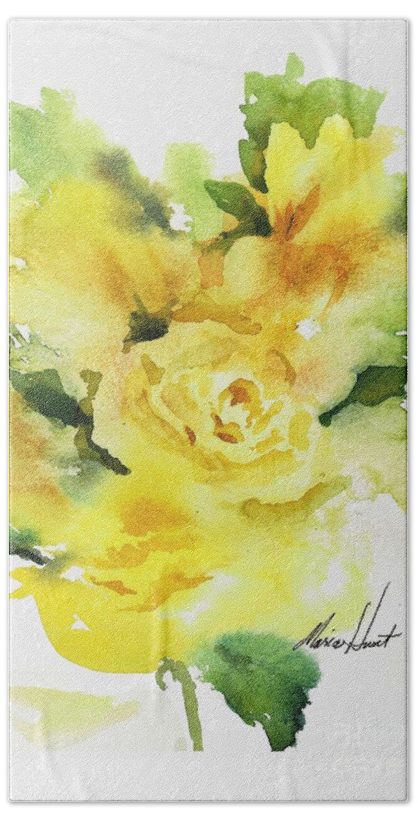 Contemporary Floral Hand Towel featuring the painting Natural Grace  by Maria Hunt