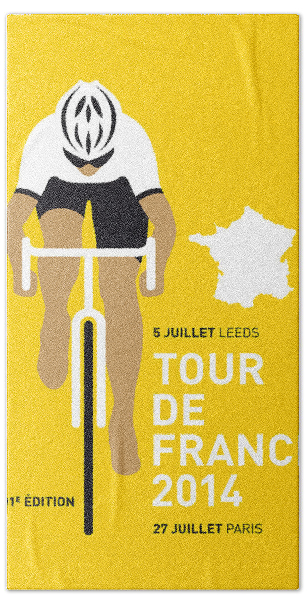 Minimal Bath Sheet featuring the digital art My Tour De France Minimal Poster 2014 by Chungkong Art