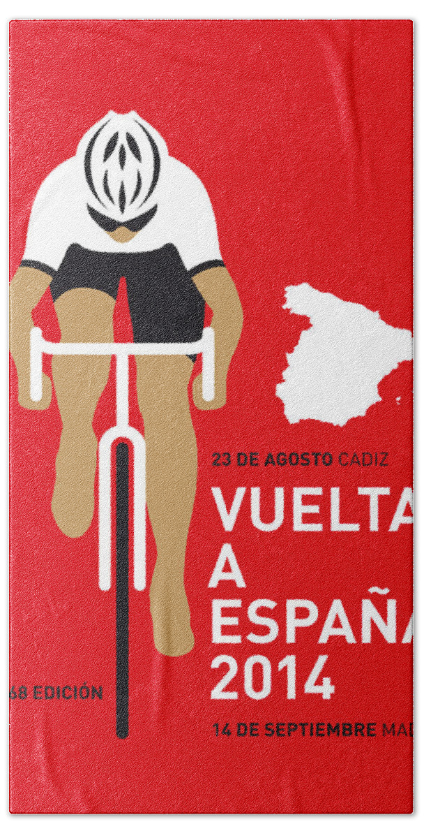 Minimal Hand Towel featuring the digital art My Vuelta A Espana Minimal Poster 2014 by Chungkong Art