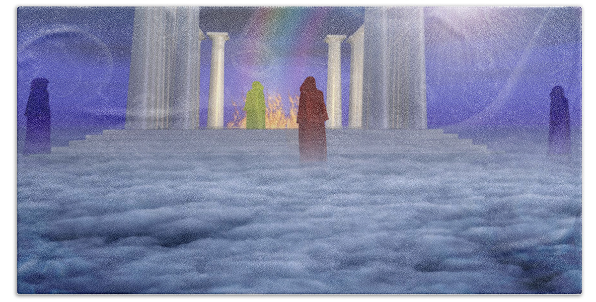 Temple Bath Towel featuring the digital art Mystic Temple by Bruce Rolff