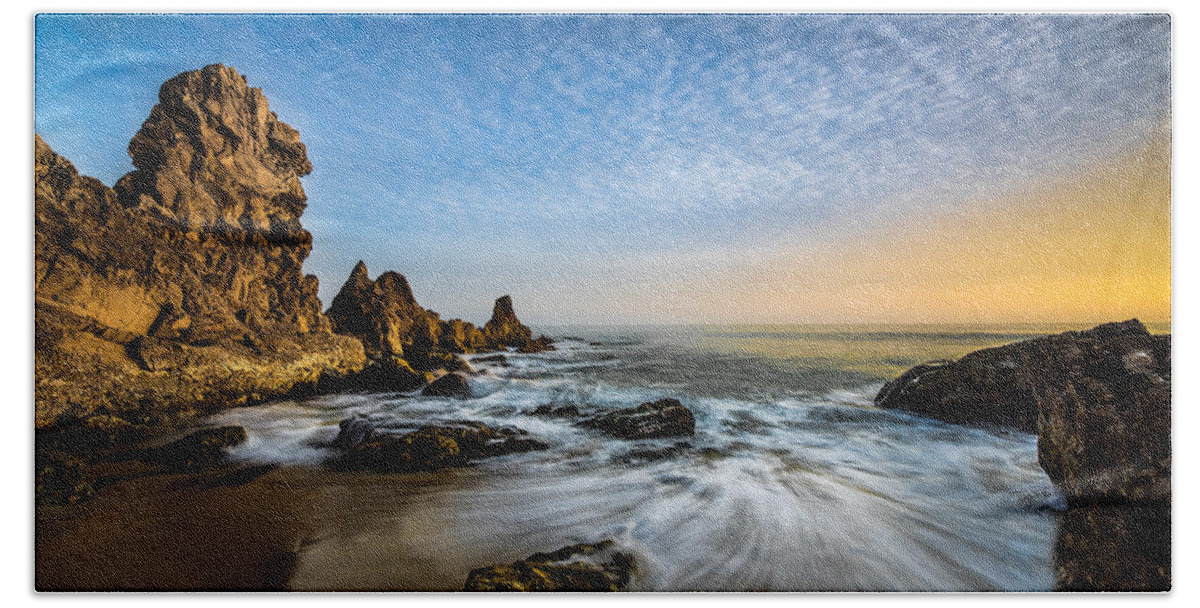 California; Long Exposure; Ocean; Reflection Hand Towel featuring the photograph Mystical Sunset 3 by Larry Marshall