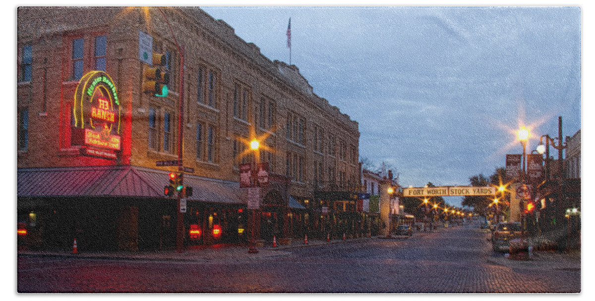 Fort Worth Hand Towel featuring the photograph N. Main and E. Exchange by Debby Richards