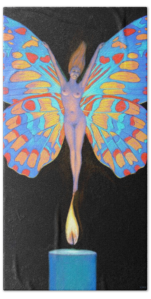 Symbolic Hand Towel featuring the painting Naked Butterfly Lady Transformation by Sue Halstenberg