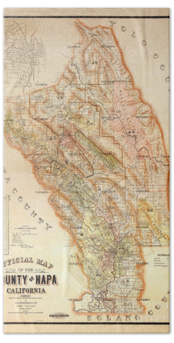 Napa Valley Map Hand Towel featuring the photograph Napa Valley Map 1895 by Jon Neidert