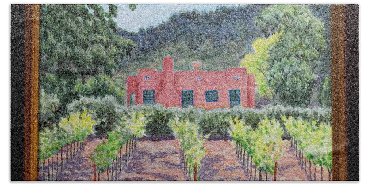 Napa Valley Hand Towel featuring the painting Napa Valley Red by Michele Myers