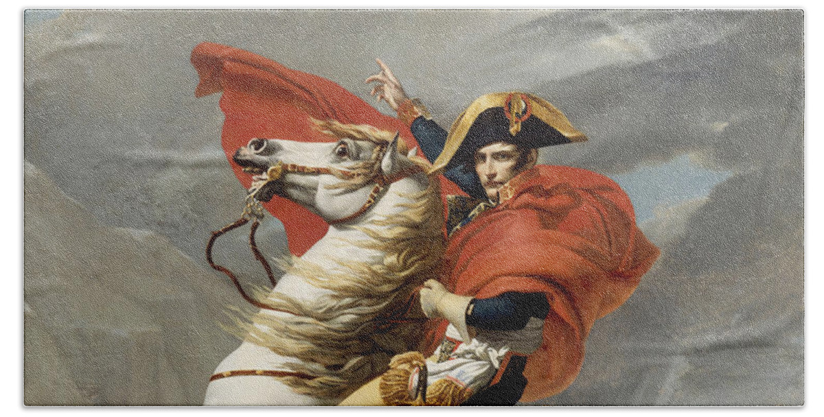 Napoleon Hand Towel featuring the painting Napoleon Bonaparte on Horseback by War Is Hell Store