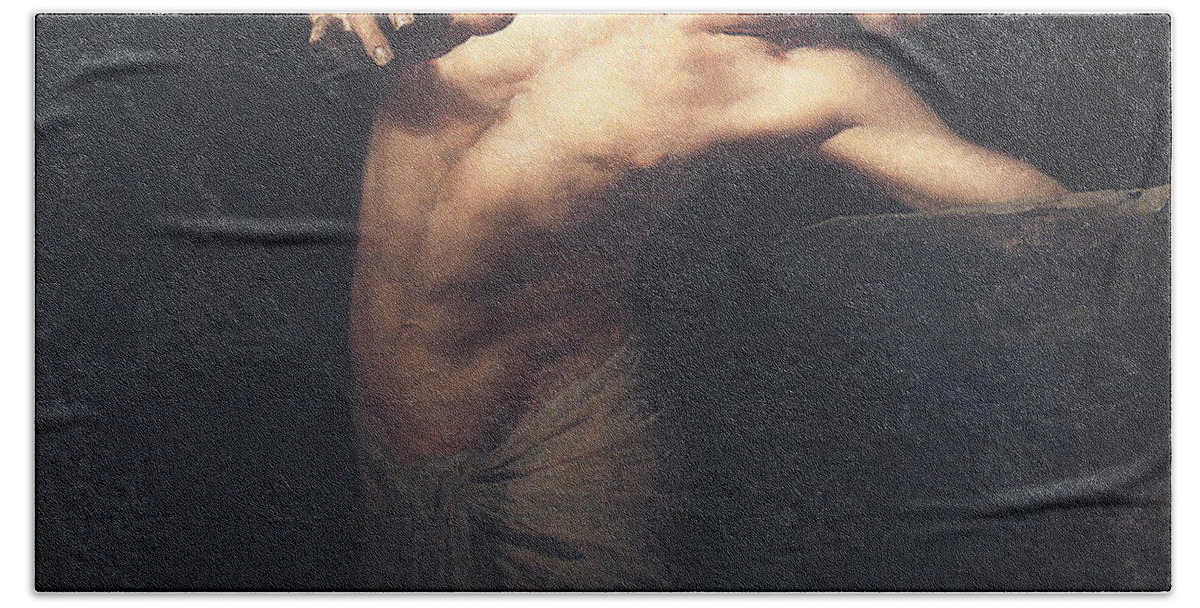 Narcissus Hand Towel featuring the painting Narcissus by Gyula Benczur