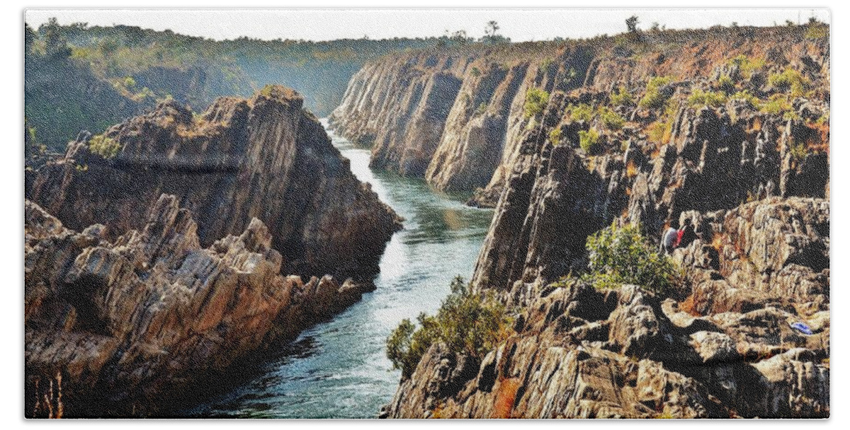 River Bath Towel featuring the photograph Narmada River Gorge at Jabalpur India by Kim Bemis