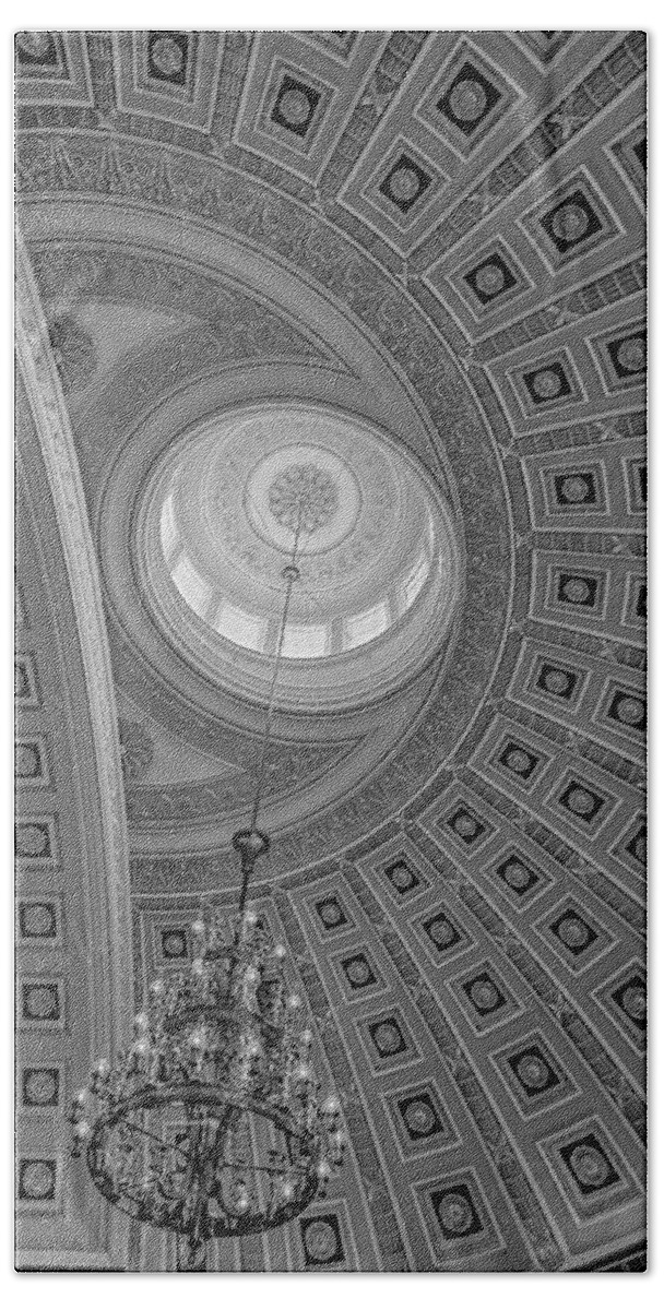 Architecture Bath Towel featuring the photograph National Statuary Rotunda BW by Susan Candelario