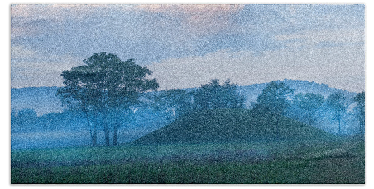Seip Mound Bath Towel featuring the photograph Native American Burial Ground by Randall Branham