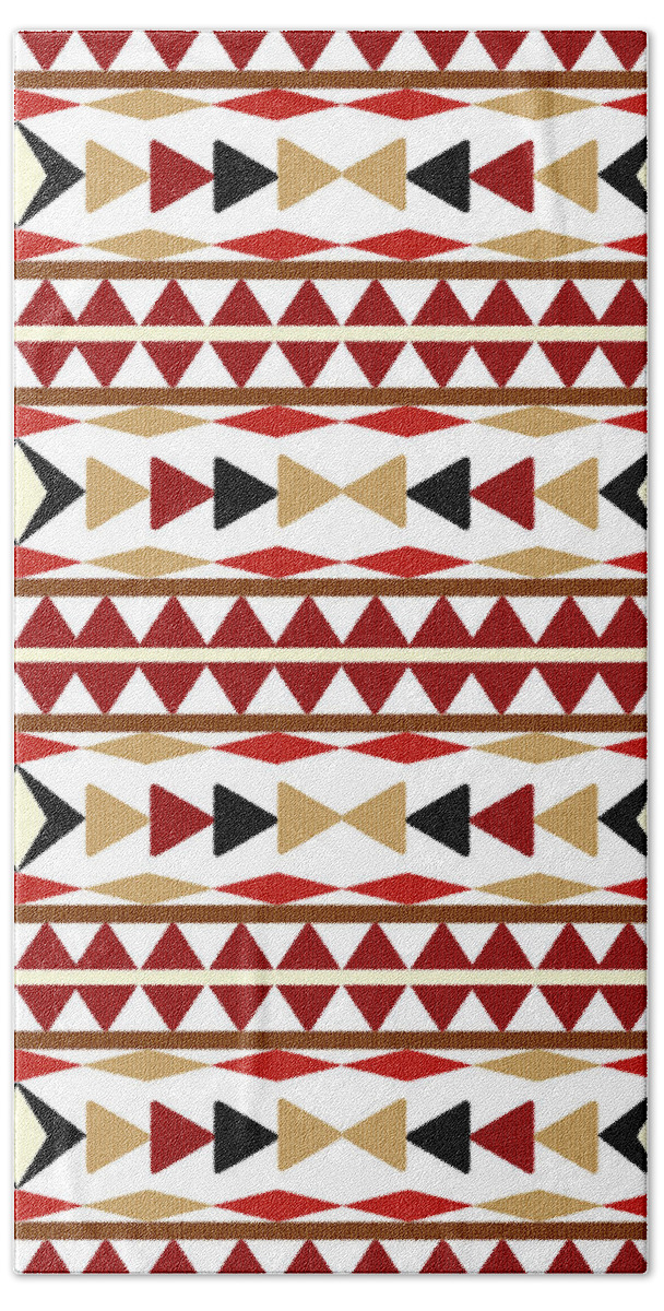 Navajo Pattern Hand Towel featuring the mixed media Navajo White Pattern by Christina Rollo