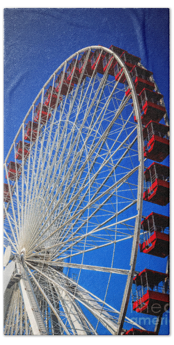 America Bath Towel featuring the photograph Navy Pier Ferris Wheel in Chicago by Paul Velgos