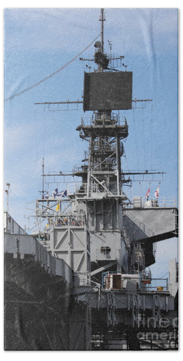 Midway Bath Towel featuring the photograph Navy Ship by Henrik Lehnerer