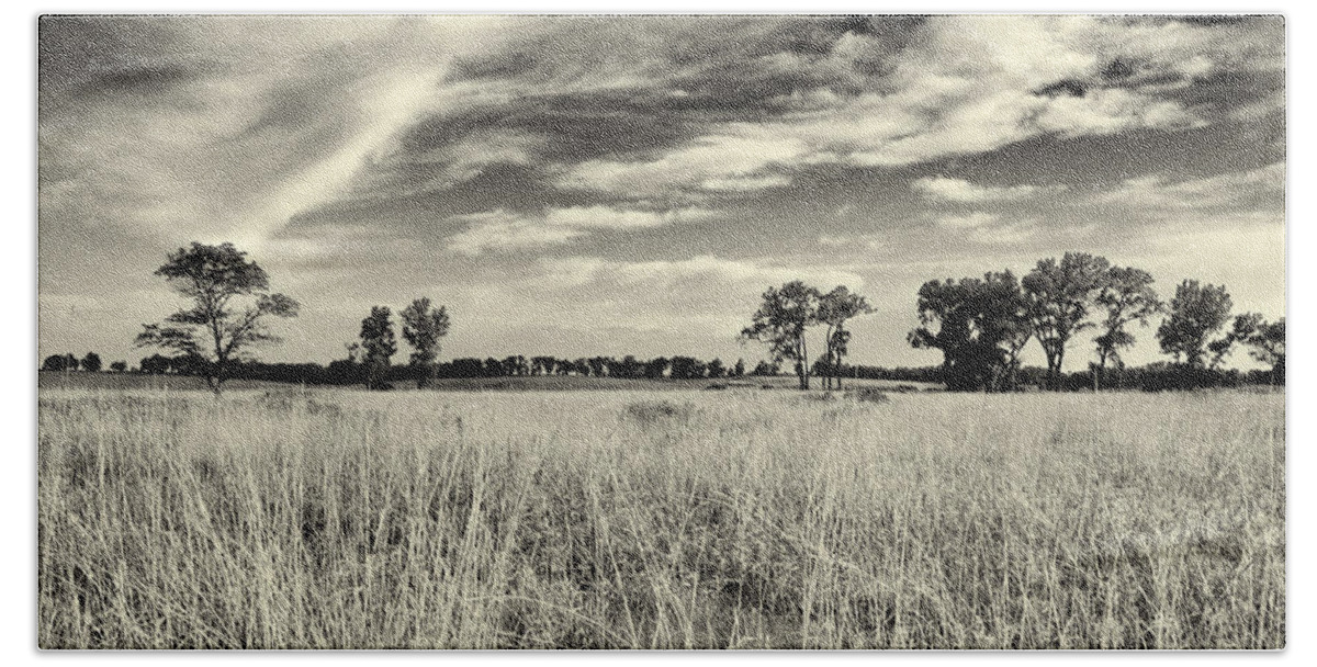 Beatrice Bath Towel featuring the photograph Nebraska Prairie One in Black and White by Joshua House