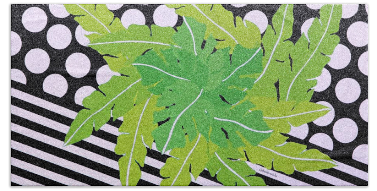 Botanical Impression In Greens And Black Hand Towel featuring the painting Negative Green by Thomas Gronowski