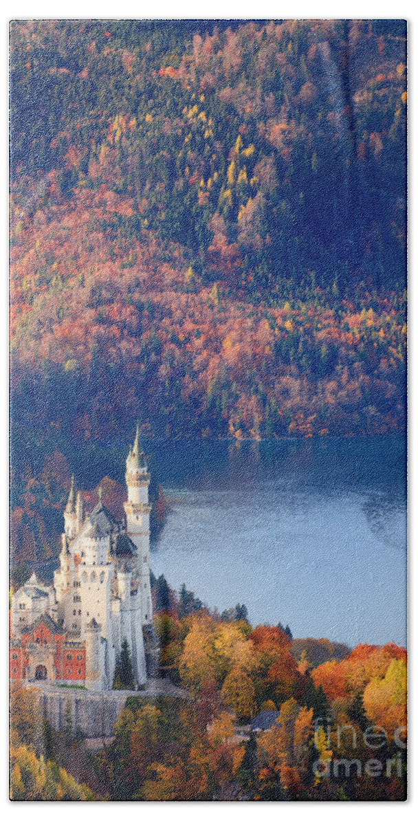 Germany Bath Towel featuring the photograph Neuschwanstein Castle in Autumn Colours by Henk Meijer Photography
