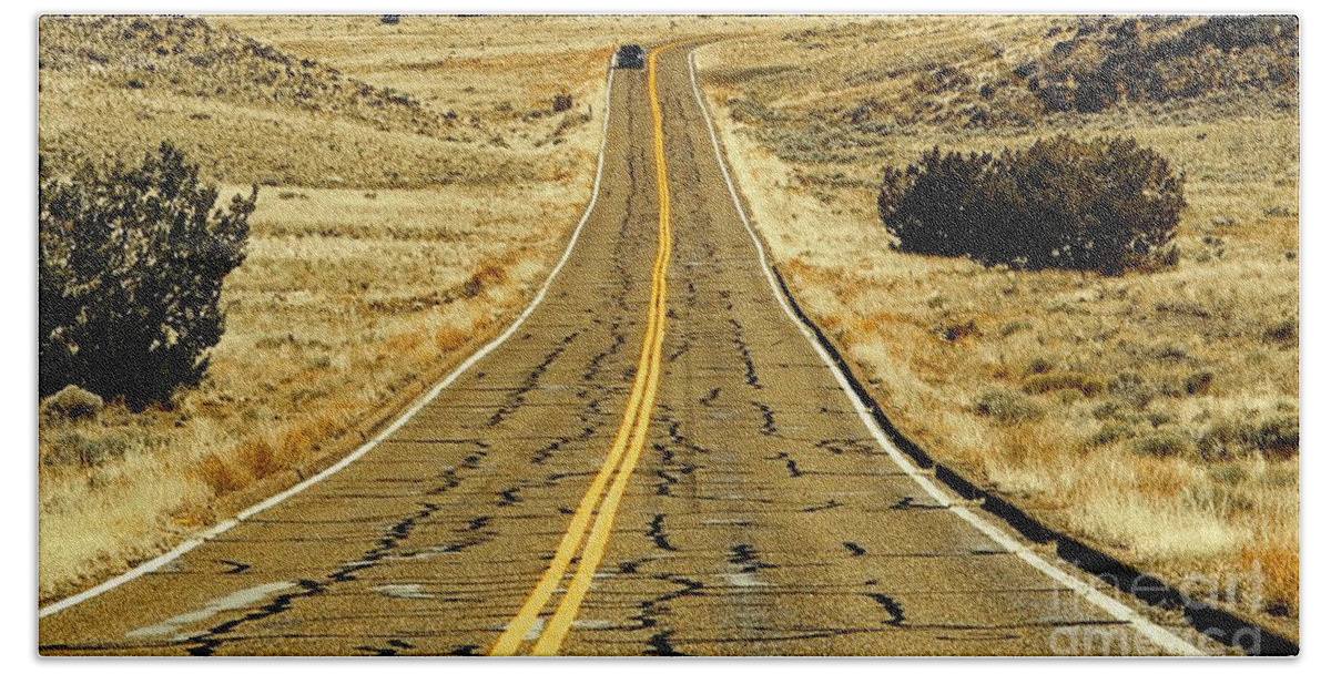 Color Photo Hand Towel featuring the digital art New Mexico Highway by Tim Richards