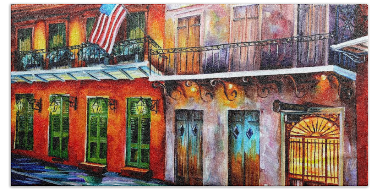 New Orleans Bath Towel featuring the painting New Orleans' Preservation Hall by Diane Millsap