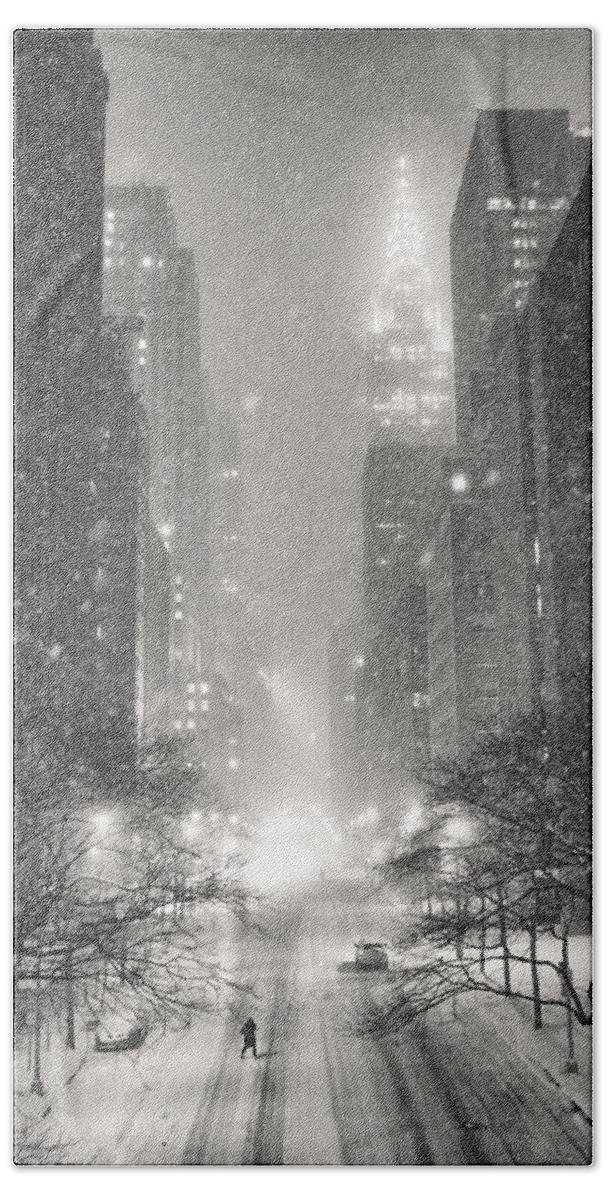 Nyc Hand Towel featuring the photograph New York City - Winter Night Overlooking the Chrysler Building by Vivienne Gucwa