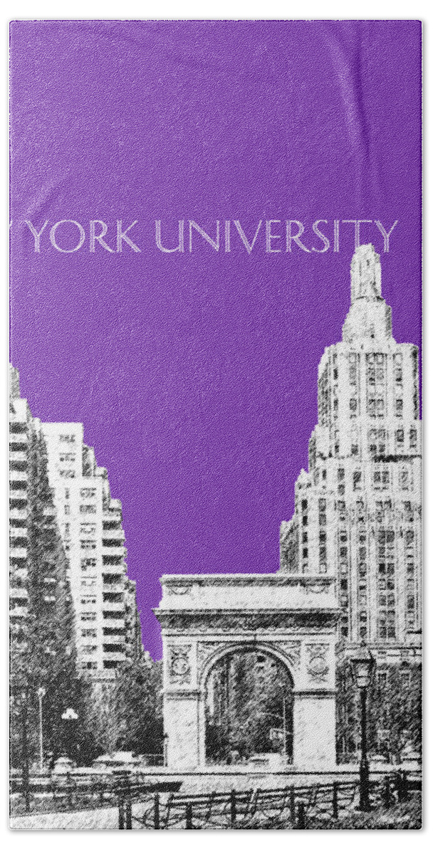 University Bath Towel featuring the digital art New York University - Washington Square Park - Purple by DB Artist