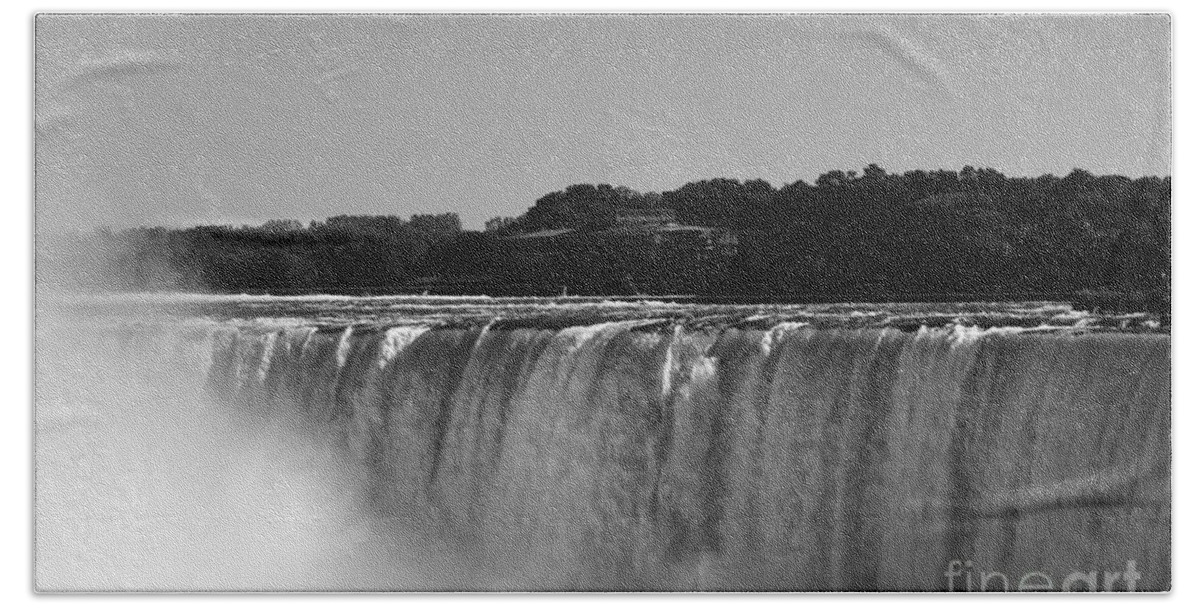  Water Bath Towel featuring the photograph Niagra Falls Canada Hydro in black and white by Jennifer E Doll