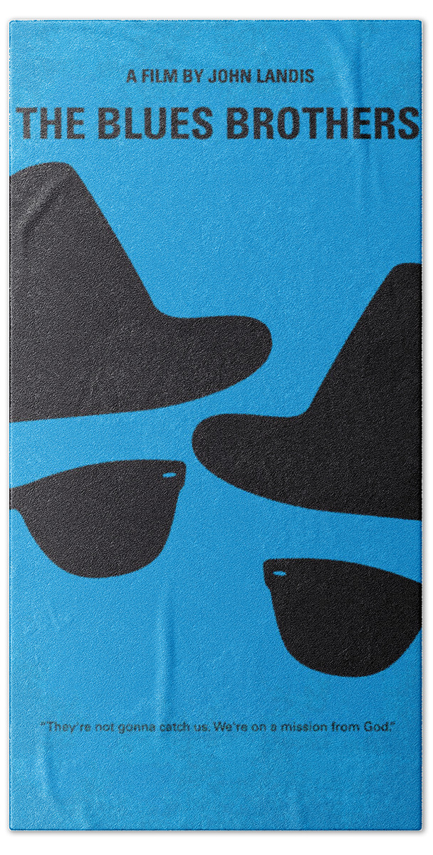 Blues Brother Bath Sheet featuring the digital art No012 My blues brother minimal movie poster by Chungkong Art