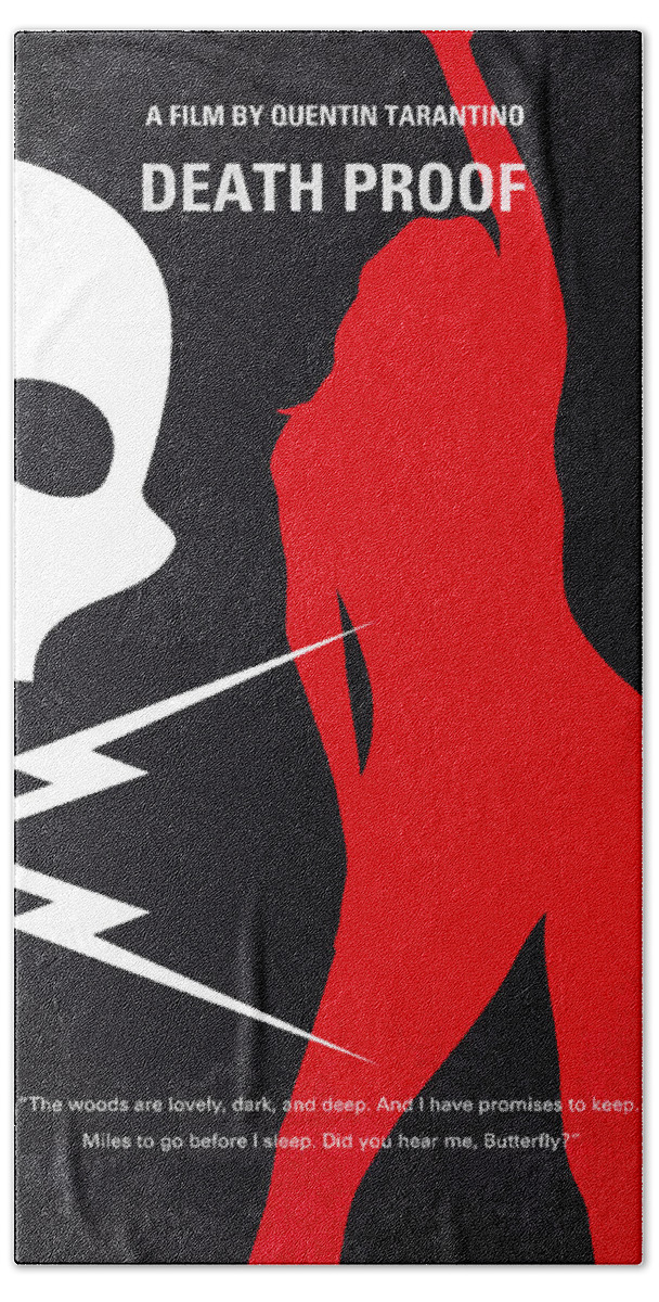 Death Proof Bath Towel featuring the digital art No018 My Death Proof minimal movie poster by Chungkong Art