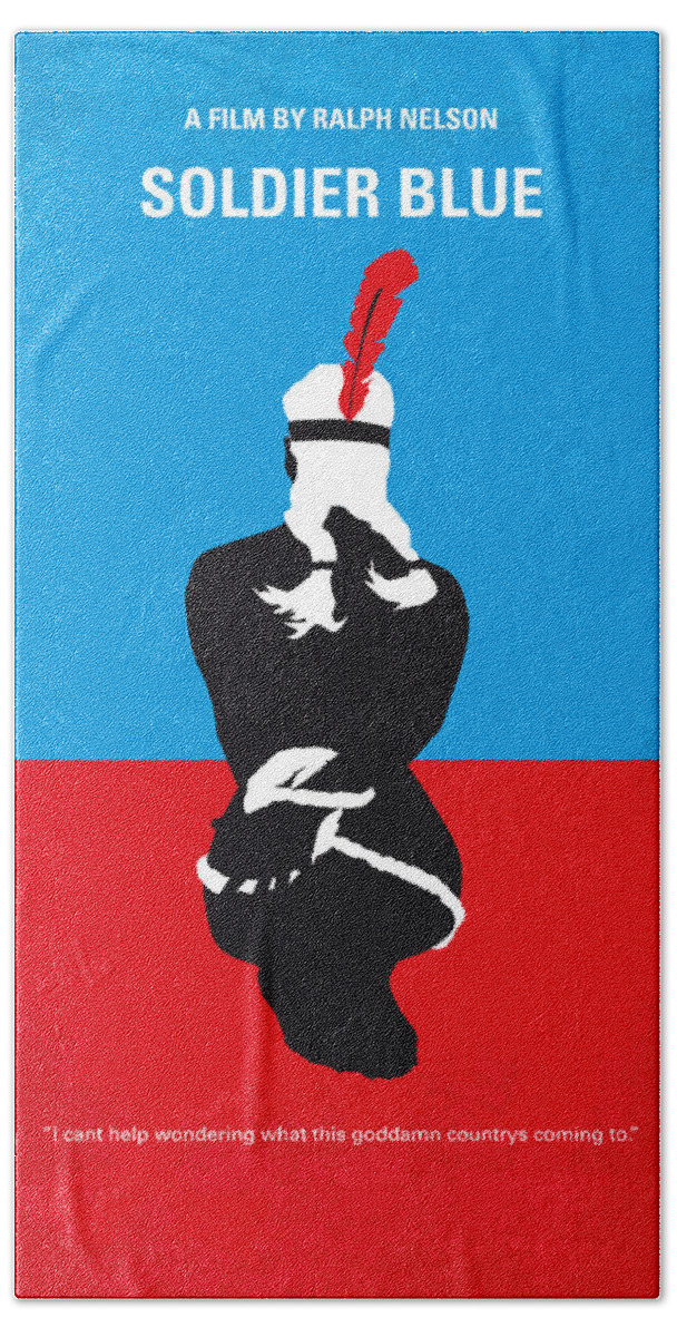 Soldier Hand Towel featuring the digital art No136 My SOLDIER BLUE minimal movie poster by Chungkong Art