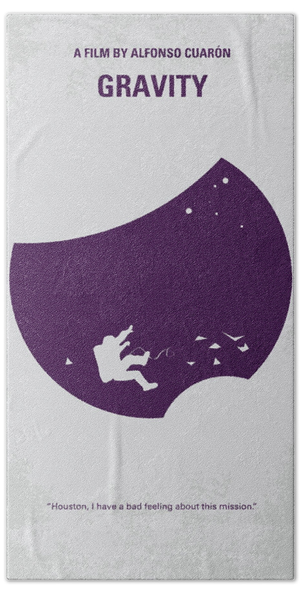 Gravity Hand Towel featuring the digital art No269 My Gravity minimal movie poster by Chungkong Art