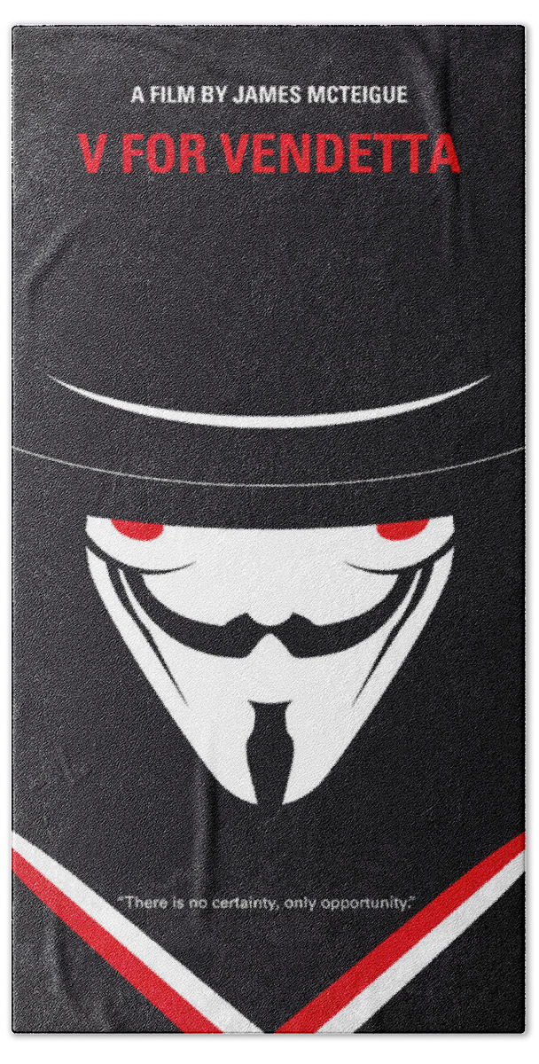 V For Vendetta Bath Sheet featuring the digital art No319 My V for Vendetta minimal movie poster by Chungkong Art