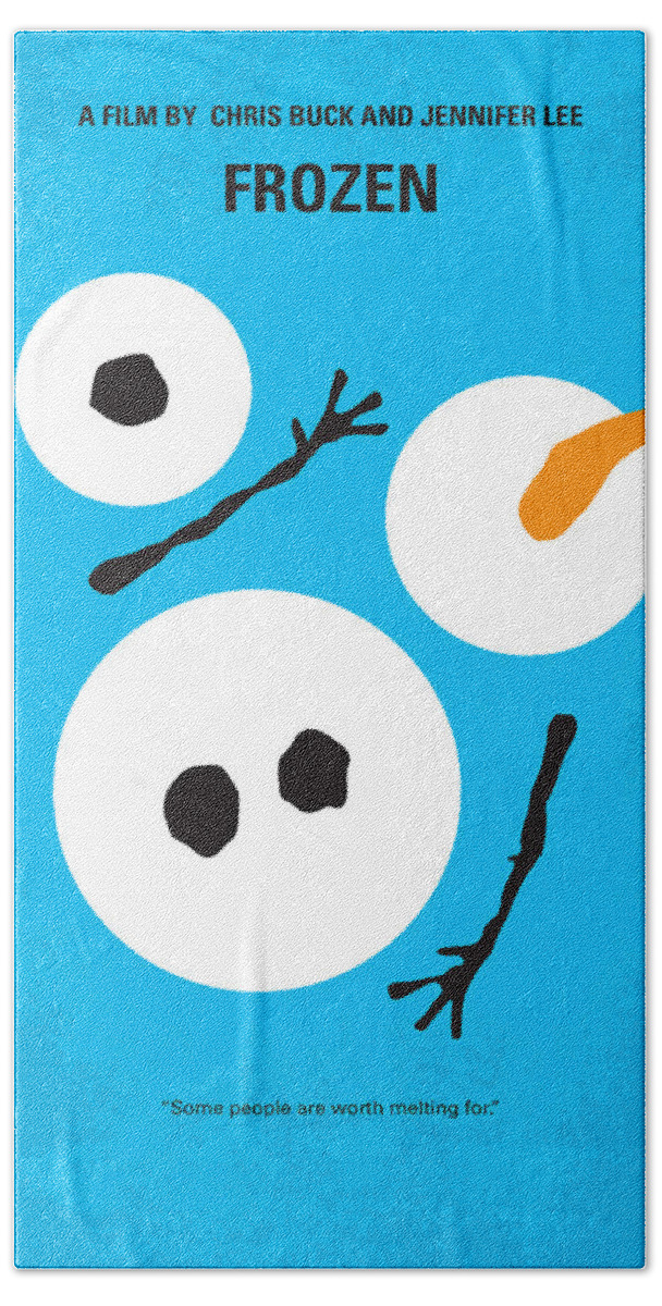Frozen Hand Towel featuring the digital art No396 My Frozen minimal movie poster by Chungkong Art