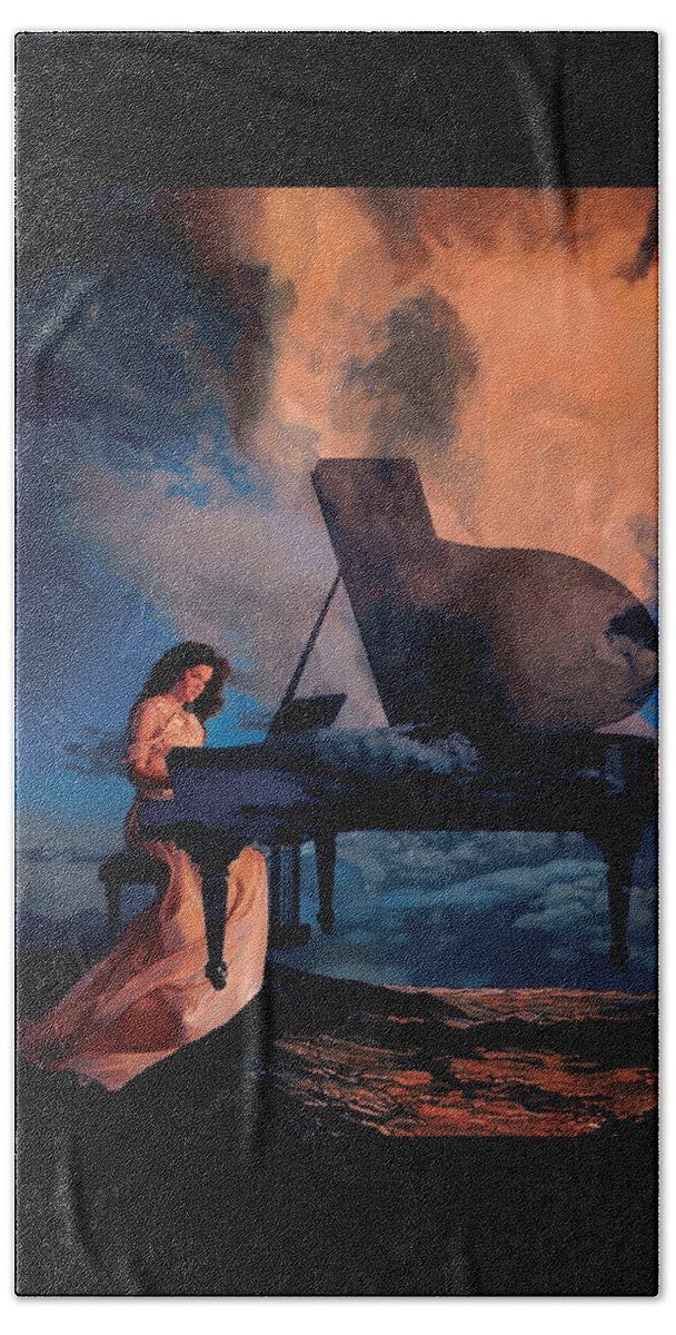 Romance Prints Bath Towel featuring the painting Nocturne by Patrick Whelan