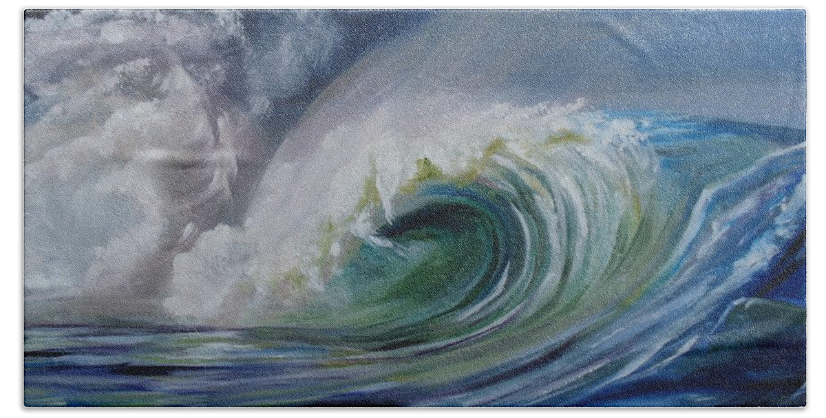 Wave Bath Sheet featuring the painting North Shore Curl by Donna Tuten