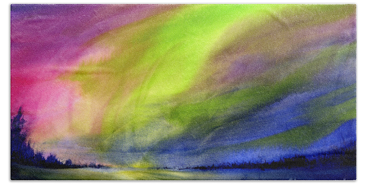 Northern Light Bath Sheet featuring the painting Northern Lights by Hailey E Herrera