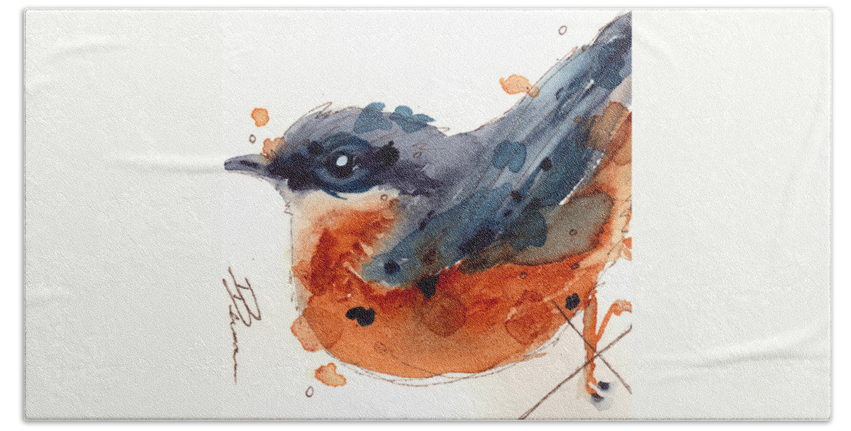Nuthatch Watercolor Bath Towel featuring the painting November Nuthatch by Dawn Derman